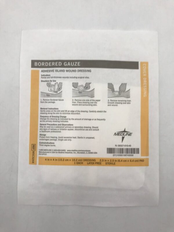 MEDLINE MSC3244 Bordered Gauze Wound Dressing 4in x 4in