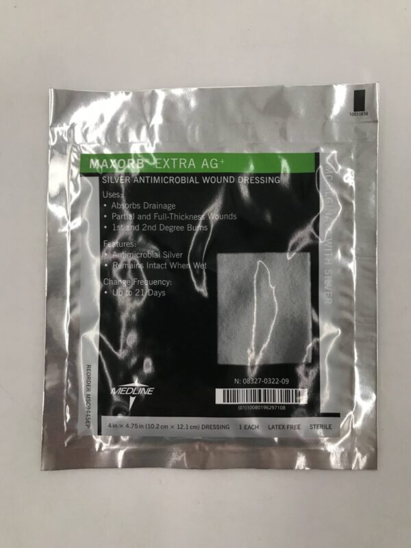 MEDLINE MSC9445EP Maxorb Extra AG+ Silver Antimicrobial Wound Dressing 4in x 4.75in (X)