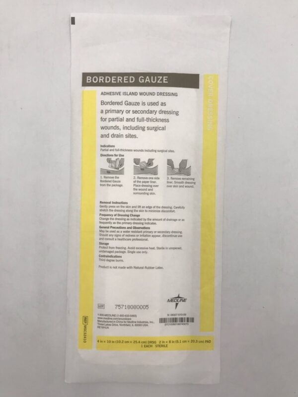 MEDLINE MSC32410 Bordered Gauze Adhesive Island Wound Dressing 4in x 10in