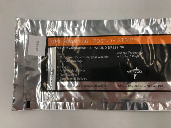 MEDLINE MSC96314 OptiFoam AG+ Post-Op Strip Silver Antimicrobial Wound Dressing 3.5in x 14in(X)