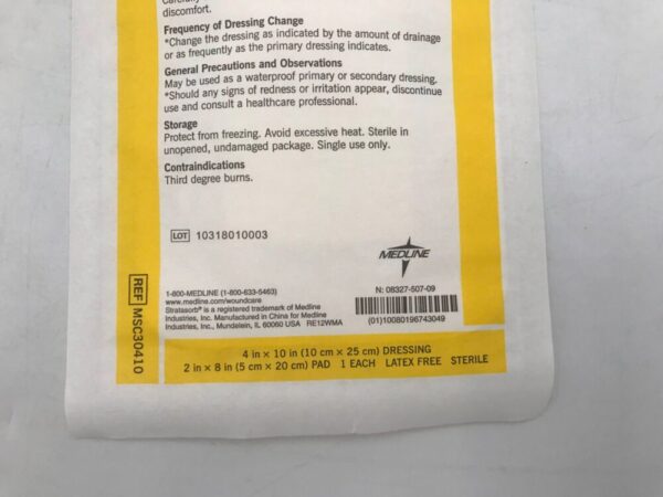 MEDLINE MSC30410 StartaSorb Composite Adhesive Island Wound Dressing 4in x 10in
