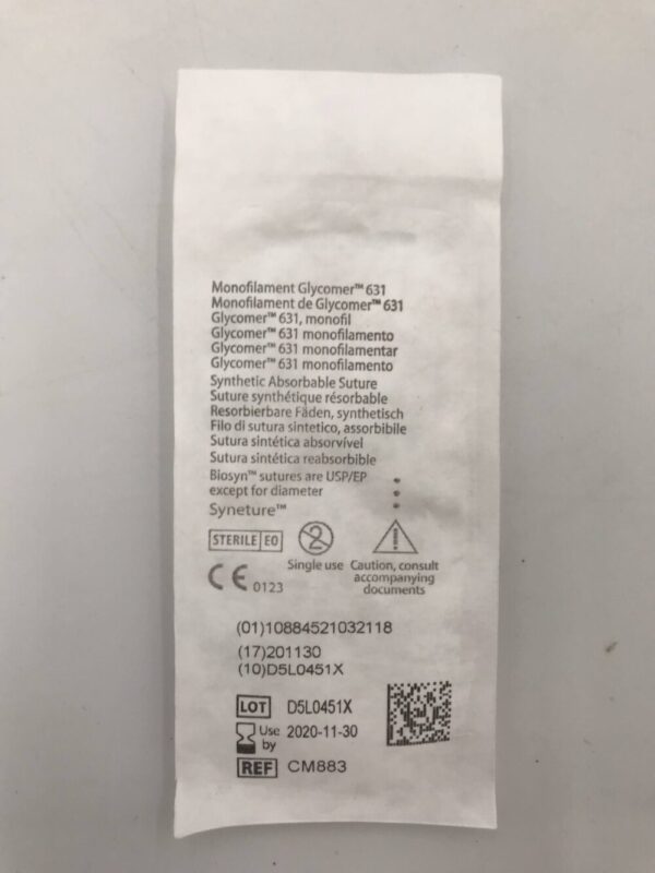 Covidien CM-883 Biosyn Monofilament Absorbable Suture 2-0 3 Metric 30" GS-22 Taper 27mm (X)
