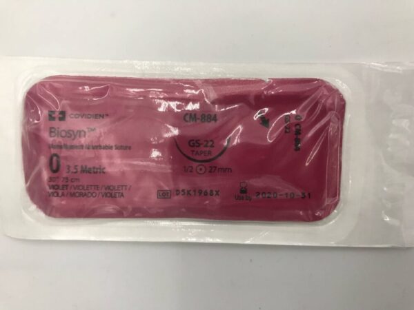Covidien CM-884 Biosyn Monofilament Absorbable Suture 0 3.5 Metric 30" GS-22 Taper 27mm (X)