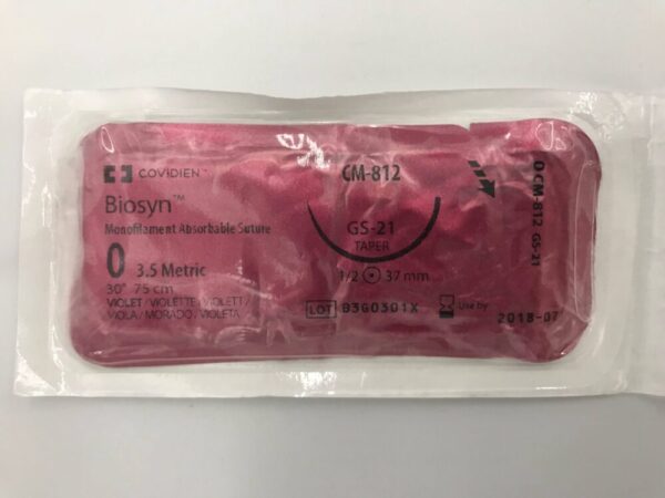 Covidien CM-812 Biosyn Monofilament Absorbable Suture 0 3.5 Metric 30" GS-21 Taper  37mm (X)