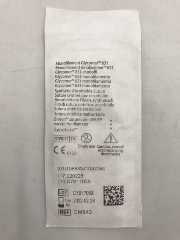 Covidien CM-843 Biosyn Monofilament Absorbable Suture 2-0 3 Metric 30" GS-21 Taper 37mm (X)