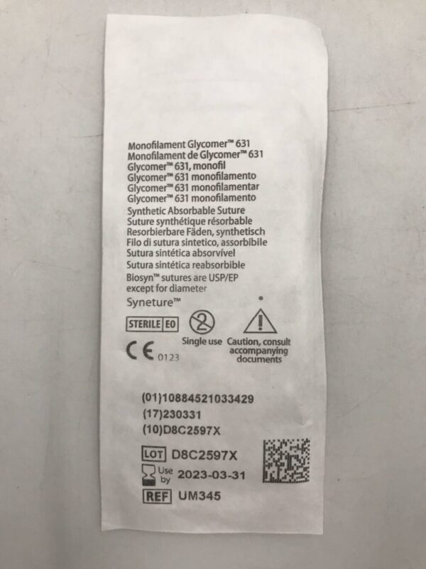 Covidien UM-345 Biosyn Monofilament Absorbable Suture 2-0 3 Metric 30" GU-45 Taper 37mm (X)