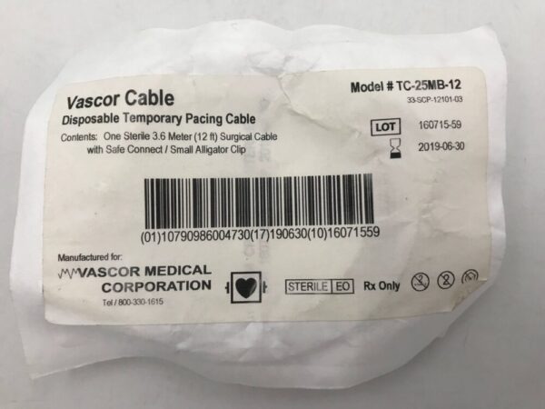 Vascor Cable TC-25MB-12 Disposable Temporary Pacing Cable 3.6 Meter (12Ft) (X)