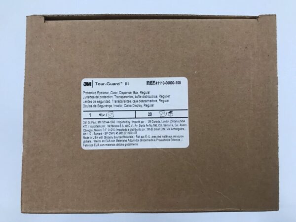 3M 41110-00000-100 Tour-Guard III Protective Eyewear Clear Dispenser Box Regular (20/Box)