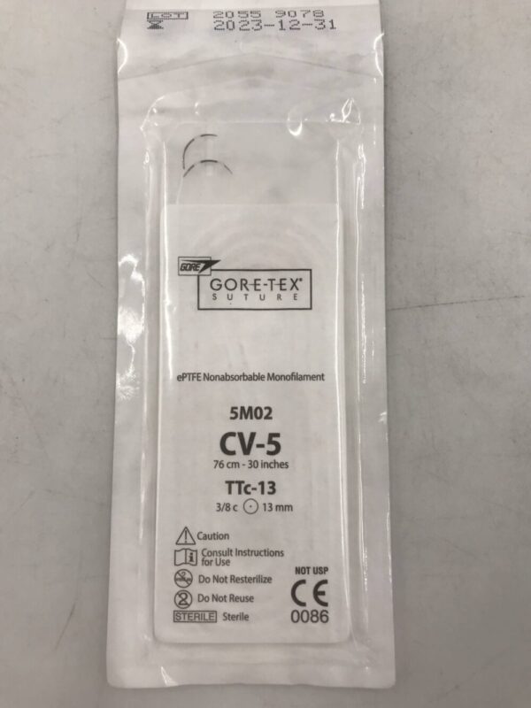 Gore 5M02 Gore-Tex Suture ePTFE Nonabsorbable Monofilament CV-5 76cm TTc-13 13mm