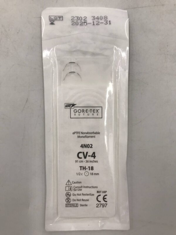Gore 4N02 Gore-Tex Suture ePTFE Nonabsorbable Monofilament CV-4 36cm TH-18 18mm