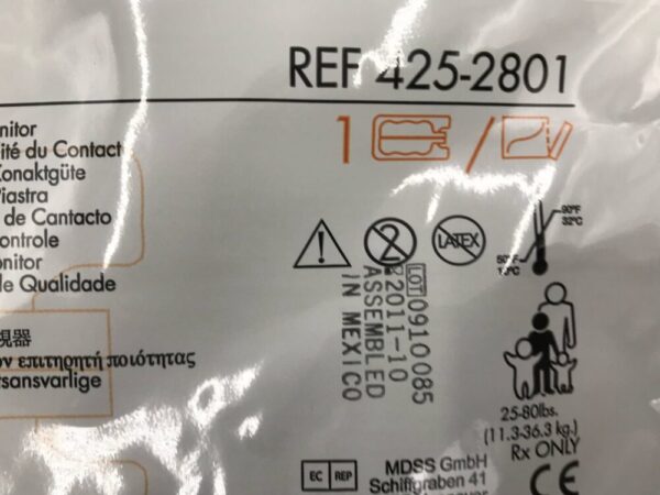 ConMed 425-2801 Macrolyte Pediatric Dual Dispersive Electrode 25-80lbs. (X)