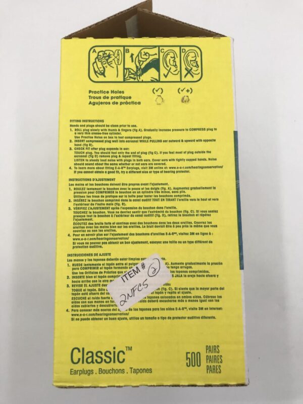 3M 312-1080 Classic Ear Plugs Yellow (290/Box)
