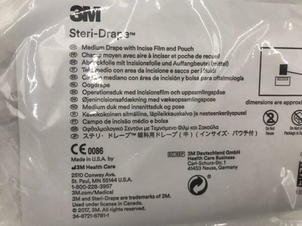 3M 1061 Steri-Drape Medium Drape with Incise Film and Pouch 130cm x 130cm (51" x 51") (X)
