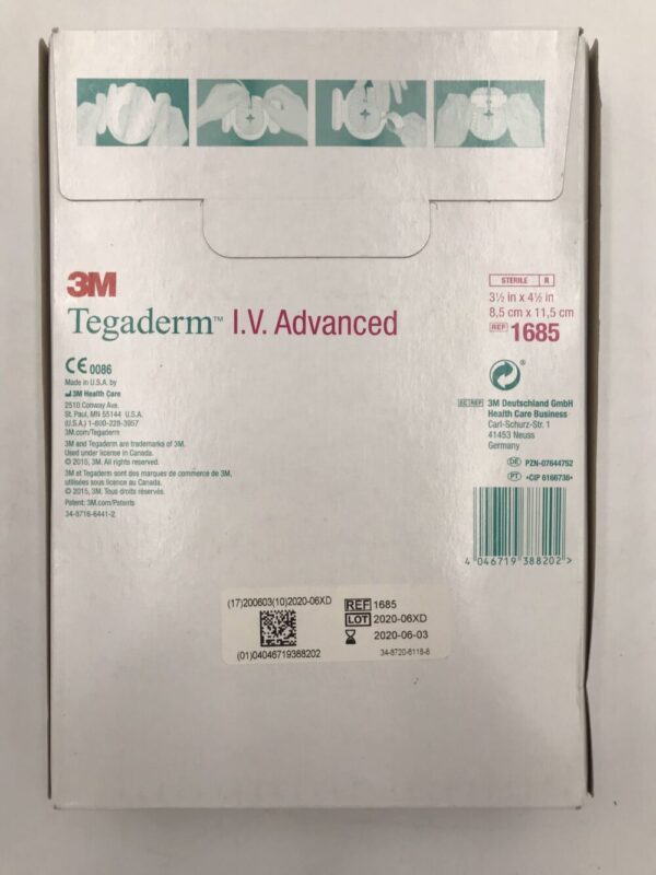 3M 1685 Tegaderm I.V. Advanced Securement Dressing 3 1/2in x 4 1/2in (8.5cm x 11.5cm) (50/Box)(X)