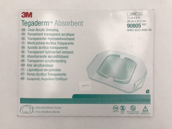 3M 90805 Tegaderm Absorbent Clear Acrylic Dressing 7-1/8in x 8in (5/Pack) (X)