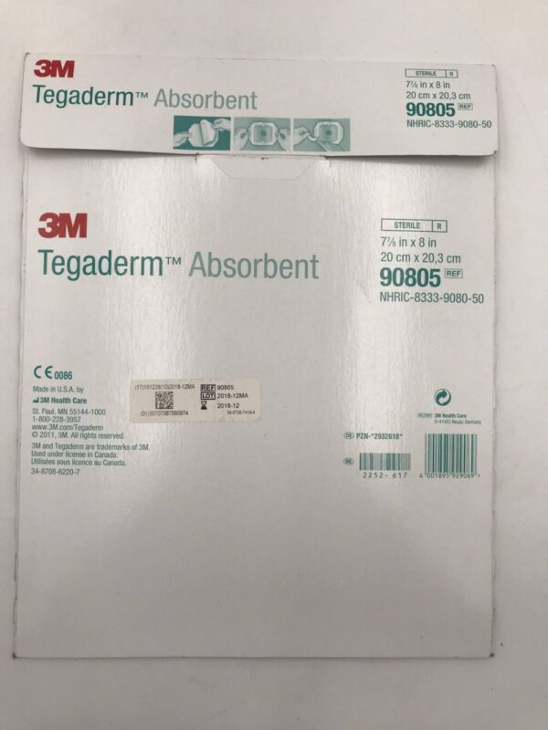 3M 90805 Tegaderm Absorbent Clear Acrylic Dressing 7-1/8in x 8in (5/Pack) (X)