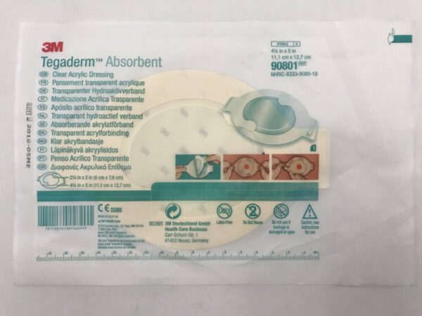 3M 90801 Tegaderm Absorbent Clear Acrylic Dressing 4 3/8in x 5in (X)