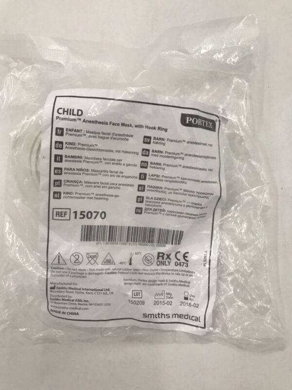 SMITHS MEDICAL 15070 Portex Child Premium Anesthesia Face Mask w/ Hook Ring (X)