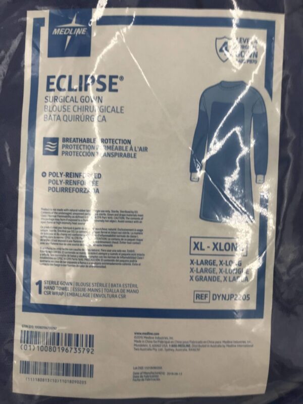 MEDLINE DYNJP2205 Eclipse Surgical Gown, Level 4, XL-Xlong
