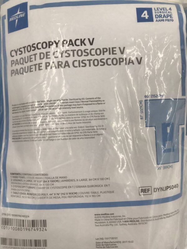 MEDLINE DYNJP5040 Cystoscopy Pack V, Level 4 Surgical Drape 87"x 60"x 35"
