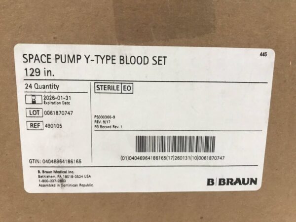 Braun 490105 Space Pump Y-Type Blood Set 129in (24/Case)