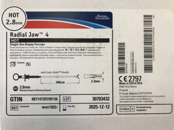 BOSTON SCIENTIFIC 1503 Radial Jaw 4 Hot Single-Use Biopsy Forceps 2.8mm (5/Box)