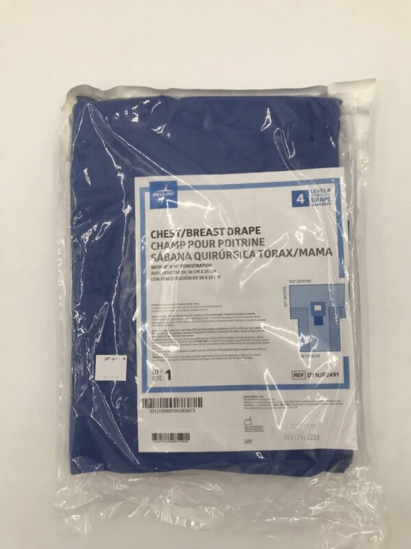 MEDLINE DYNJP2491 Chest/Breast Surgical Drape Level 4, 121" x 102"x 78"
