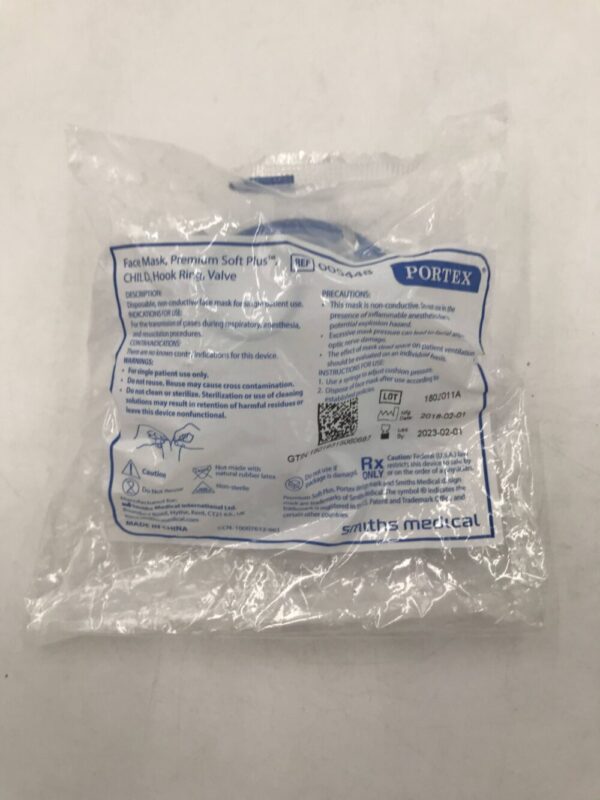 SMITHS MEDICAL 005448 Portex Face Mask Premium Soft Plus Child Hook Ring Valve(X)