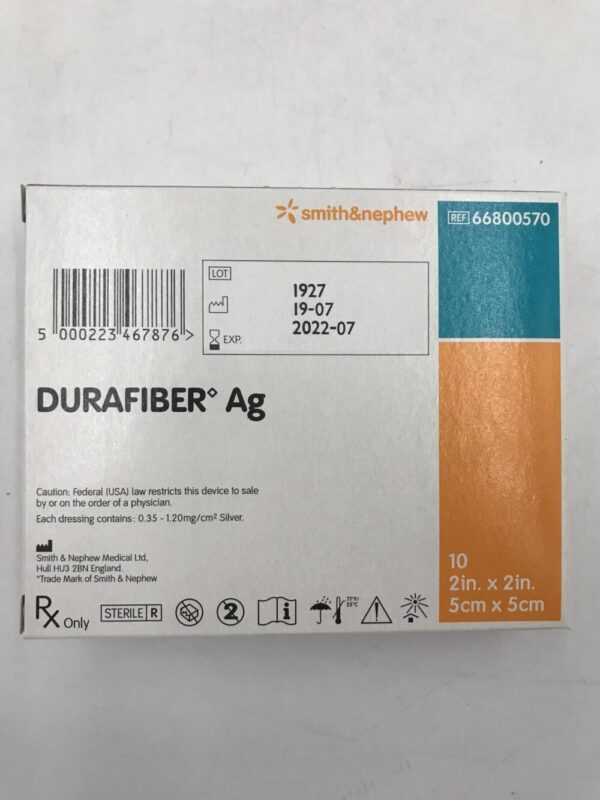 Smith & Nephew 66800570 Durafiber Ag 2in x 2in (10/Box) (X)