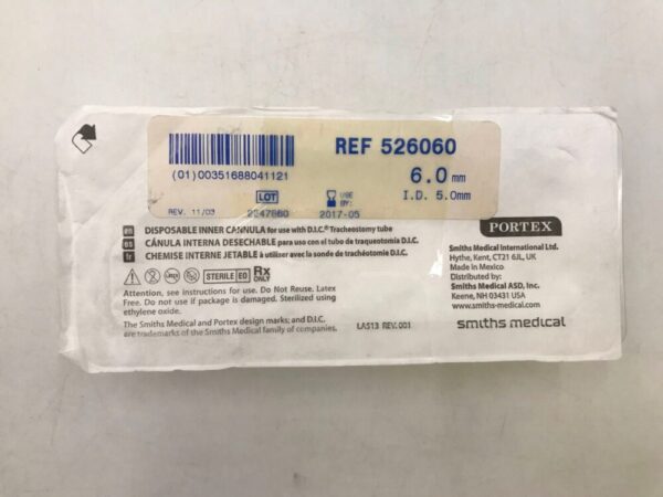SMITHS MEDICAL 526060 Portex Disposable Inner Cannula 6mm x 5mm (X)