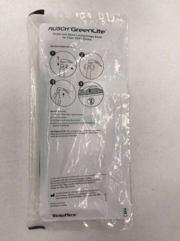 TELEFLEX 004550004 Rusch GreenLite Metal Laryngoscope Blade MILL4 (X)