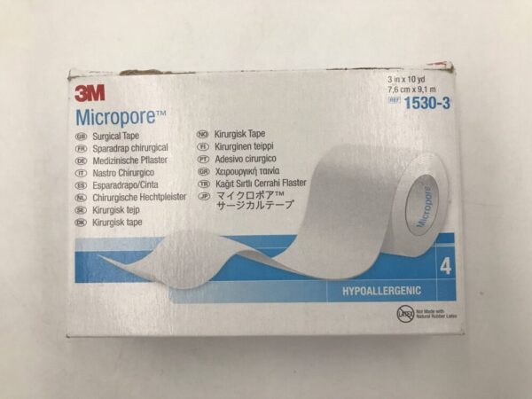 3M 1530-3 Micropore Surgical Tape 3in x 10yd (4/Box) (X)