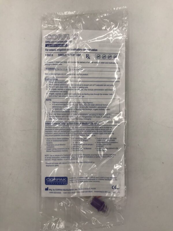 CORPAK 40-1007 Corflo Enteral Y Extension Set w/ ENFit Connectors (X)