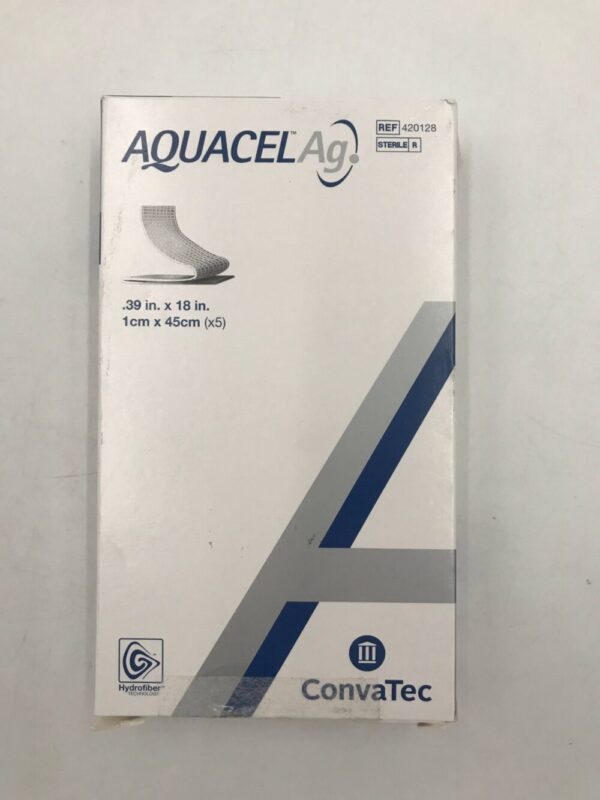 ConvaTec 420128 Aquacel Ag Silver Impregnated Antimicrobial Dressing w/ Strengthening Fiber 1cm x 45cm (5/Box)(X)