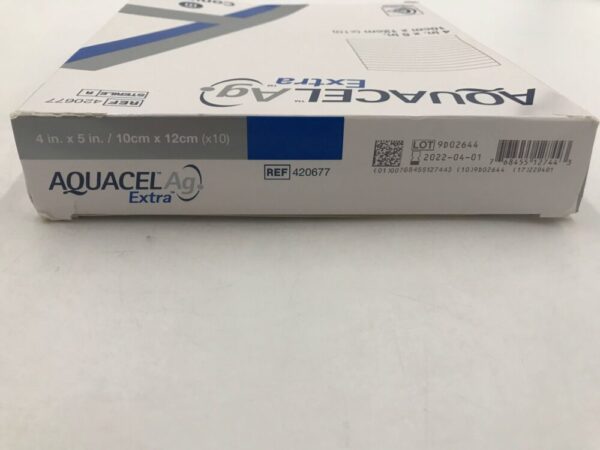 ConvaTec 420677 Aquacel Ag Extra Hydrofiber Dressing w/Silver & Strengthening Fiber 4x5in (10/Bx)(X)
