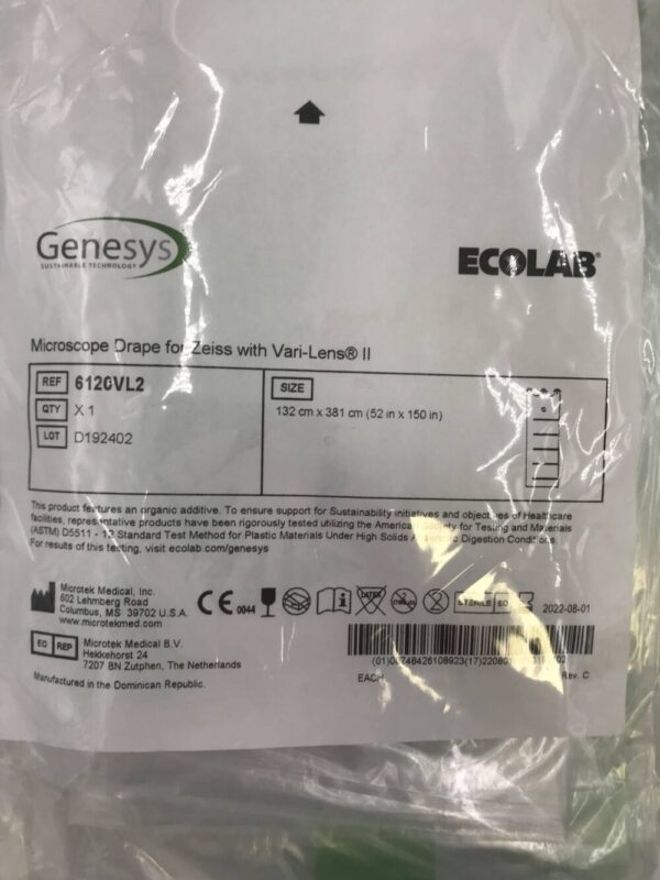 MICROTEK 6120VL2 Genesys Ecolab Microscope Drape for Zeiss w/ Vari-Lens II 132cm x 381cm (X)
