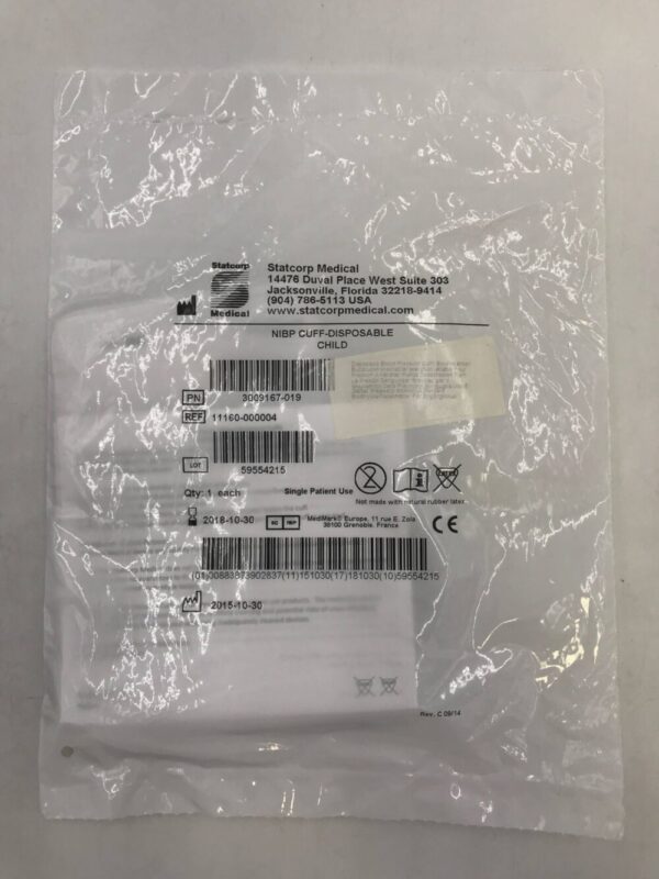 STATCORP 11160-000004 SoftCheck NIBP Cuff-Disposable Child 13-20cm(X)