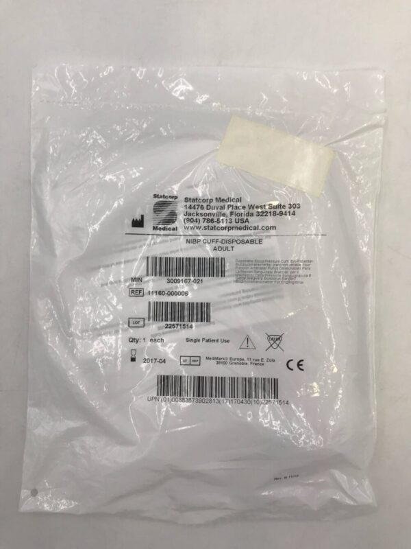 STATCORP 11160-000006 SoftCheck NIBP Cuff-Disposable Adult 26-35cm (X)