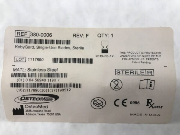 OsteoMed 380-0006 KobyGard Single-Use Blades Sterile (X)