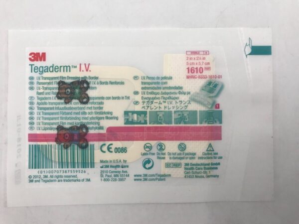 3M 1610 Tegaderm I.V. Transparent Film Dressing With Border 2in x 2-1/4in (X)