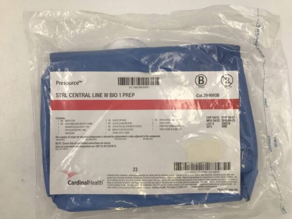 Cardinal Health 20-9993B STRL Central Line with Bio 1 Prep (10/Pack) (X)