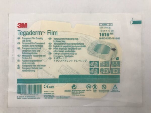 3M 1616 Tegaderm Film Transparent Film Dressing with Border 4in x 4-3/4in (X)