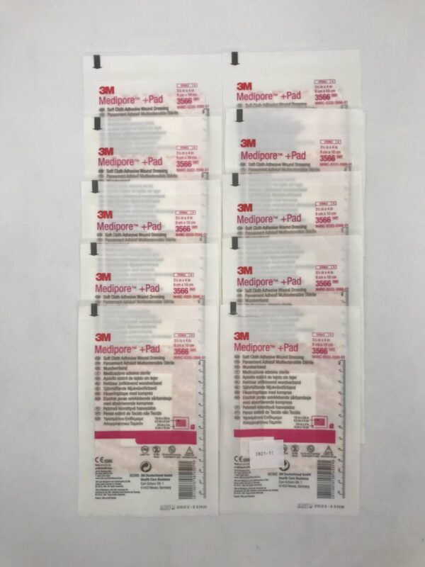 3M 3566 Medipore +Pad Soft Cloth Adhesive Wound Dressing 3-1/2in x 4in (10/Pack) (X)