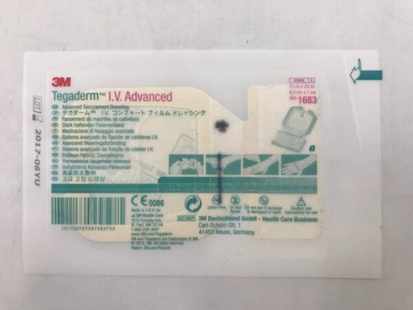 3M 1683 Tegaderm I.V. Advanced Securement Dressing 2-1/2in x 2-1/2in (10/Bag) (X)