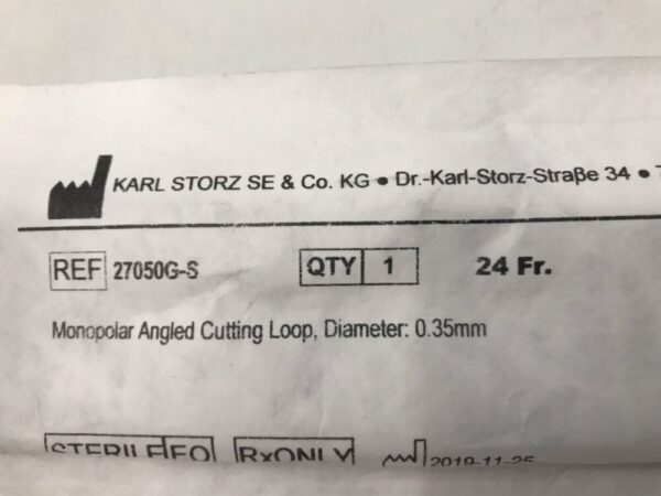 Storz 27050G-S Monopolar Angled Cutting Loop Diameter 0.35mm 24Fr.