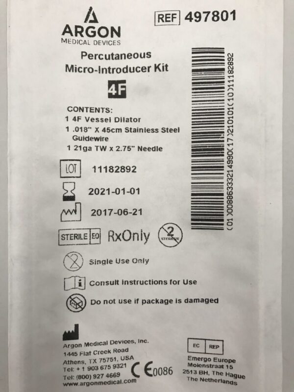 Argon 497801 Percutaneous Micro-Introducer Kit 4F (X)