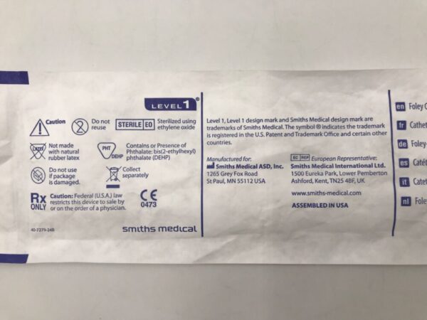 Smiths Medical FC400-12 Level 1 Foley Catheter With Temperature Sensor 12Fr (X)