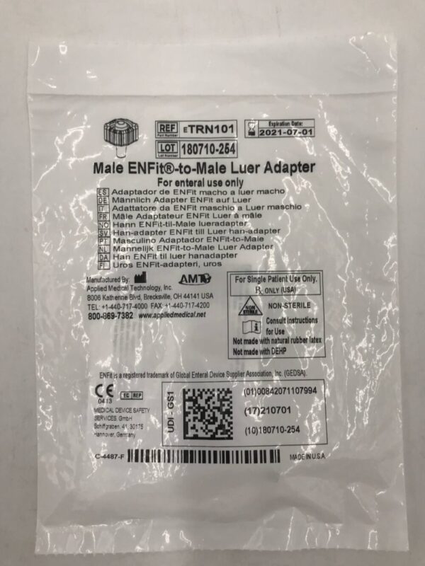 Applied Medical TRN101 Male ENFit-to-Male Luer Adapter For Enteral Use Only (X)