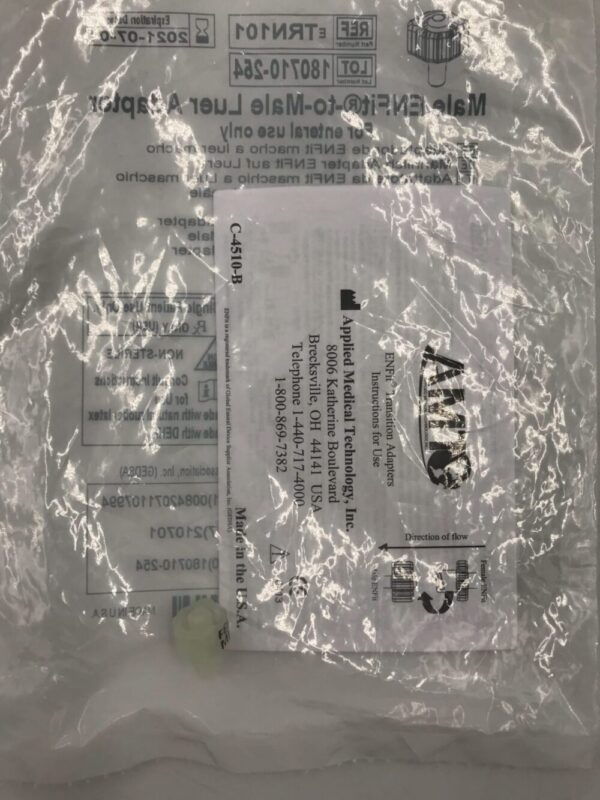 Applied Medical TRN101 Male ENFit-to-Male Luer Adapter For Enteral Use Only (X)