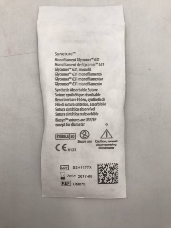 Covidien UM-878 Biosyn Monofilament Absorbable Suture 2-0 3 Metric 30" GU-46 Taper 27mm (X)